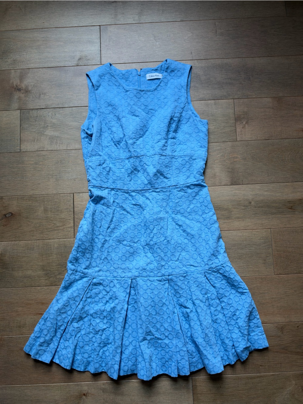 Calvin Klein Sky Blue Sleeveless Fit-and-Flare Dress